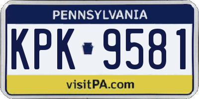 PA license plate KPK9581