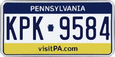 PA license plate KPK9584
