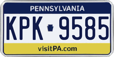 PA license plate KPK9585
