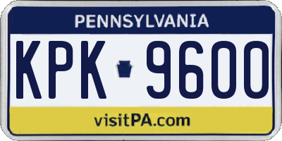 PA license plate KPK9600
