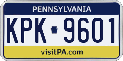 PA license plate KPK9601