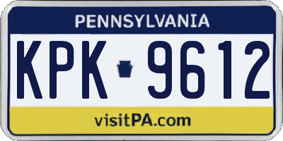 PA license plate KPK9612