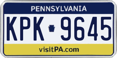 PA license plate KPK9645