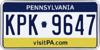 PA license plate KPK9647
