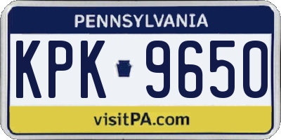 PA license plate KPK9650