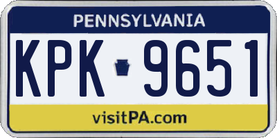 PA license plate KPK9651