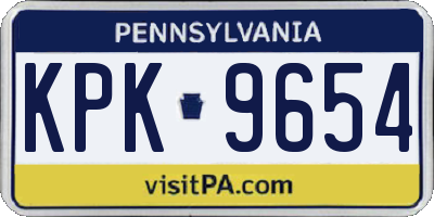 PA license plate KPK9654