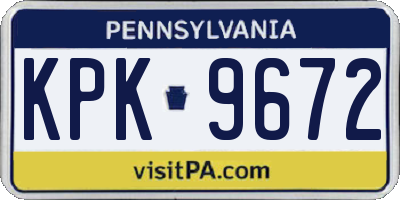 PA license plate KPK9672