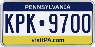 PA license plate KPK9700