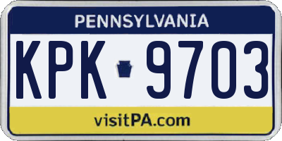 PA license plate KPK9703