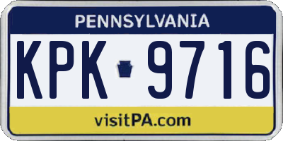 PA license plate KPK9716