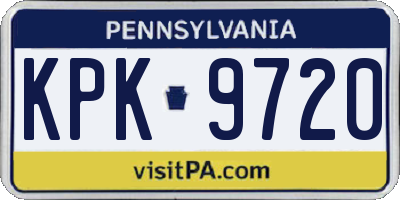 PA license plate KPK9720