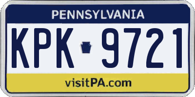 PA license plate KPK9721
