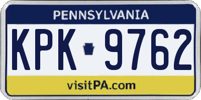 PA license plate KPK9762