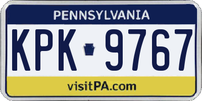 PA license plate KPK9767