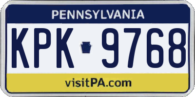 PA license plate KPK9768