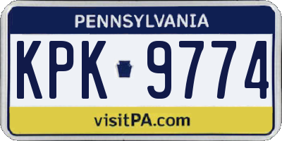 PA license plate KPK9774