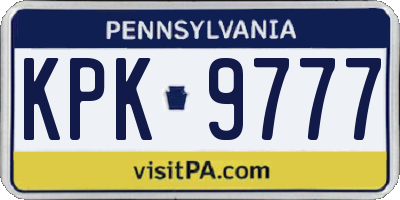 PA license plate KPK9777