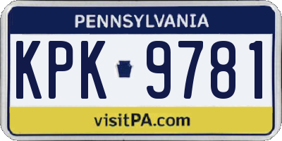 PA license plate KPK9781