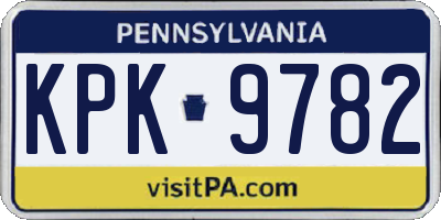 PA license plate KPK9782