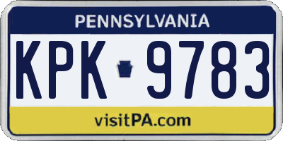PA license plate KPK9783