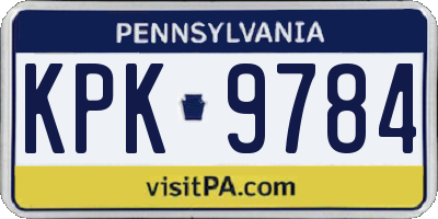 PA license plate KPK9784