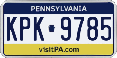 PA license plate KPK9785