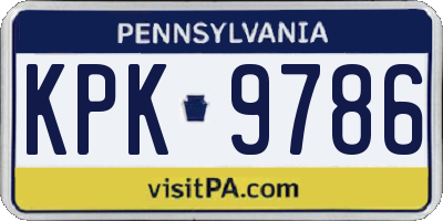 PA license plate KPK9786