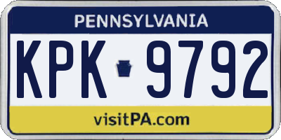 PA license plate KPK9792
