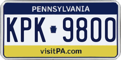 PA license plate KPK9800