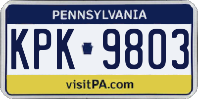 PA license plate KPK9803