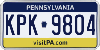 PA license plate KPK9804