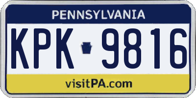 PA license plate KPK9816
