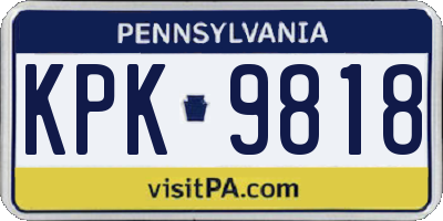 PA license plate KPK9818