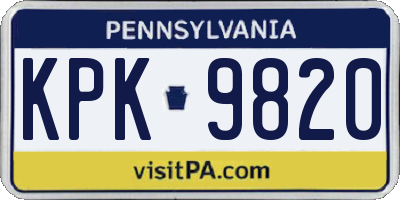 PA license plate KPK9820