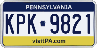 PA license plate KPK9821
