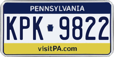 PA license plate KPK9822