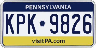 PA license plate KPK9826