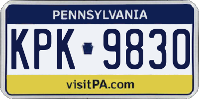 PA license plate KPK9830