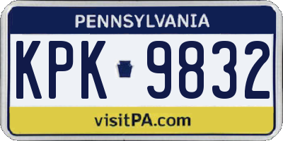 PA license plate KPK9832