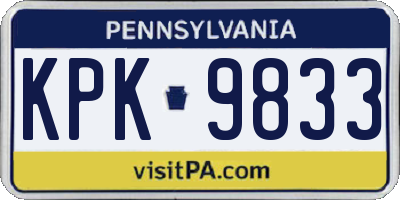 PA license plate KPK9833