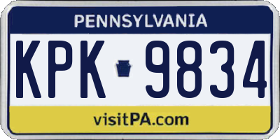 PA license plate KPK9834