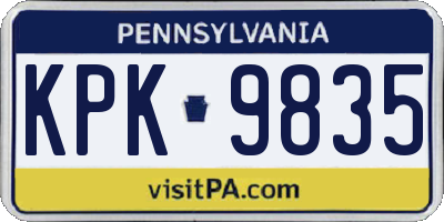 PA license plate KPK9835