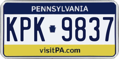 PA license plate KPK9837