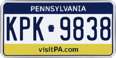 PA license plate KPK9838