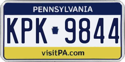 PA license plate KPK9844