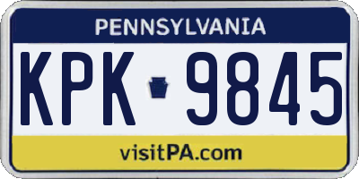 PA license plate KPK9845