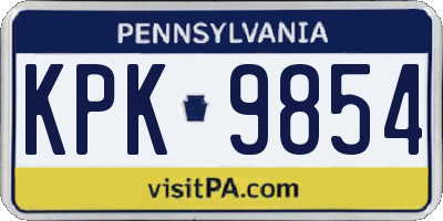 PA license plate KPK9854