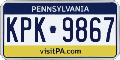 PA license plate KPK9867