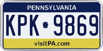 PA license plate KPK9869